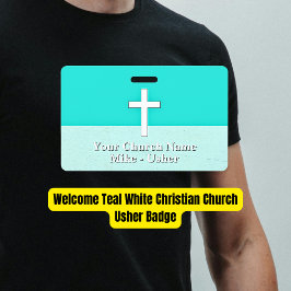 Tarjeta De Identificación Bienvenida a la Iglesia Cristiana Blanca Verde azu