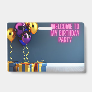 Tarjeta De Identificación Bienvenido a mi fiesta de cumpleaños - Globos y re