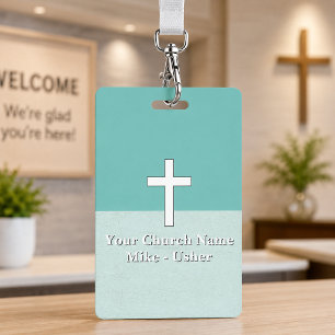 Tarjeta De Identificación Bienvenido ujier de la Iglesia Cristiana Vertical