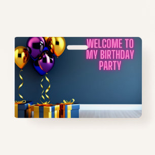 Tarjeta De Identificación Bienvenidos A Mi Fiesta De Cumpleaños - Globos Y R