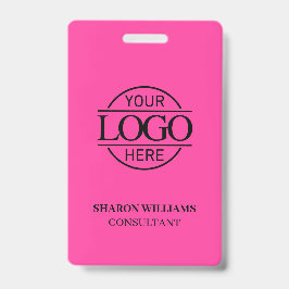 Tarjeta De Identificación Bight Pink Employee ID with Custom Business Logo