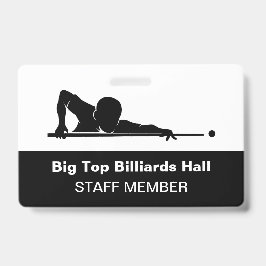 Tarjeta De Identificación Billiards Pool Hall And Event Staff Member Budget