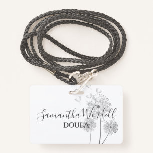 Tarjeta De Identificación Birth Doula Midwife Flores ilustradas