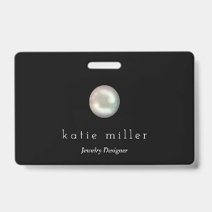 Tarjeta De Identificación Black Glossy Pearl Diseñador de joyas