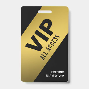 Tarjeta De Identificación Black Gold VIP All Access Pass ID Badge