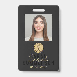 Tarjeta De Identificación Black Makeup Artist Beauty Salon Employee ID