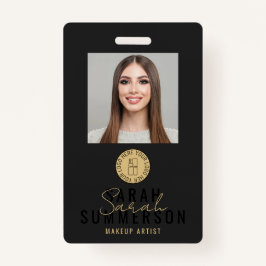 Tarjeta De Identificación Black Makeup Artist Beauty Salon Employee ID