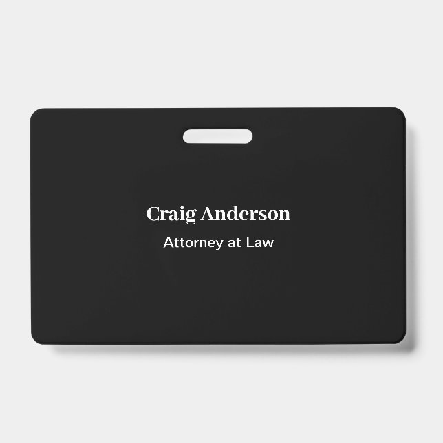 Tarjeta De Identificación Black Professional Plain Modern Elegant (Anverso)