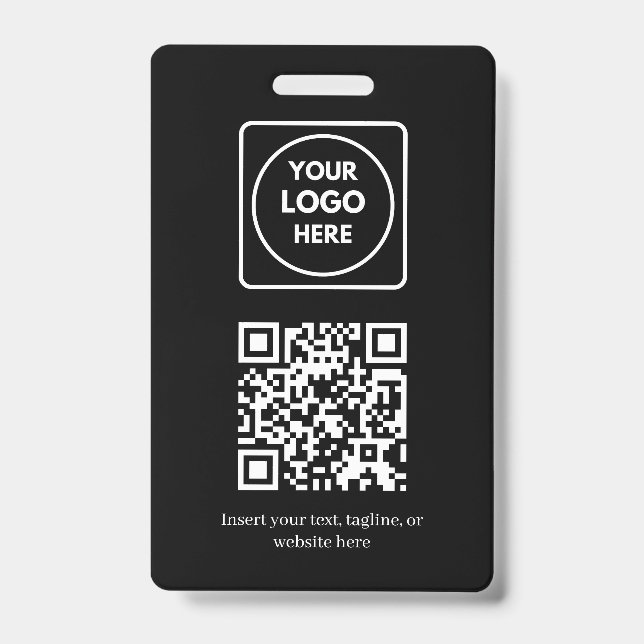 Tarjeta De Identificación Black QR Code | Modern Business Logo Design (Parte frontal)