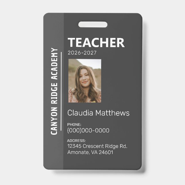 Tarjeta De Identificación Black Stripe Homeschool Educator ID Badge (Front)