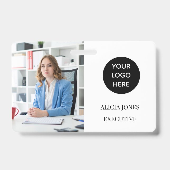 Tarjeta de identificación blanca negra para la emp (Anverso)