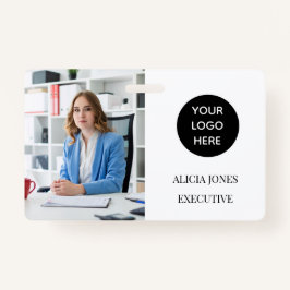 Tarjeta de identificación blanca negra para la emp