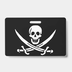 Tarjeta De Identificación Blanco, Bandera Pirata Calico Jack, Calavera y Cri