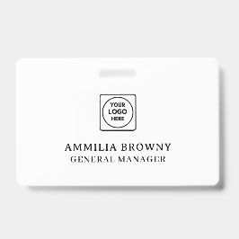 Tarjeta De Identificación Blanco Minimalista | Corazón Moderno Diseño Limpio