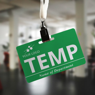 Tarjeta De Identificación Blanco verde Añadir tu temp de logotipo