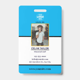 Tarjeta de identificación Bleu moderna con foto y