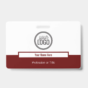 Tarjeta De Identificación Bloque de Color Rojo Oscuro Simple Nombre Profesio