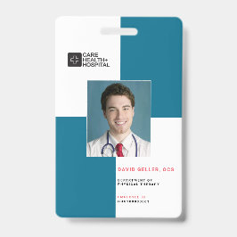 Tarjeta De Identificación Bloquea Id. de personal médico + Código de barras|