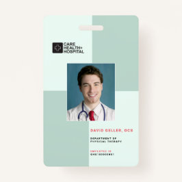 Tarjeta De Identificación Bloquea Id. de personal médico + Código de barras|