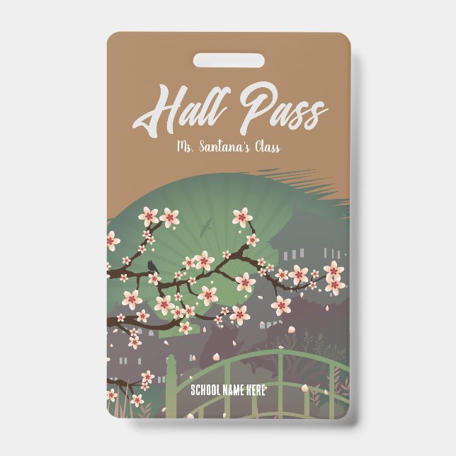 Tarjeta De Identificación Blossom Sundown Hall Pass Badge (Anverso)