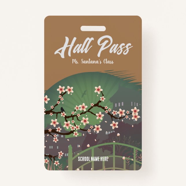 Tarjeta De Identificación Blossom Sundown Hall Pass Badge (Anverso)