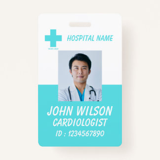 Tarjeta De Identificación Blue Hospital Employee Name ID Badge