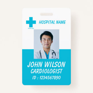 Tarjeta De Identificación Blue Hospital Employee Name ID Badge