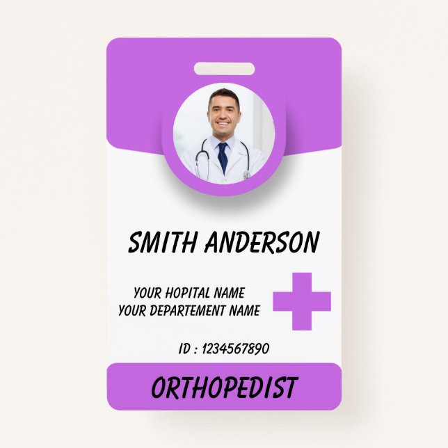 Tarjeta De Identificación Blue Hospital Logo Employee Photo ID Badge (Anverso)