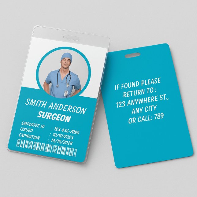 Tarjeta De Identificación Blue | Hospital Medical Employee Photo ID Badge (Subido por el creador)