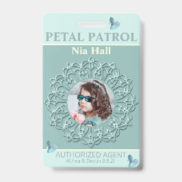 Tarjeta De Identificación Blue Hues Petal Patrulla Flor