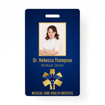 Blue Medical 3D Caduceus Gold Paramedic Photo ID