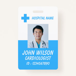 Tarjeta De Identificación Blue Medical Staff Photo Badge Template