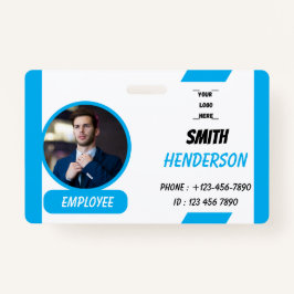 Tarjeta De Identificación Blue Modern Company Logo Employee ID Card