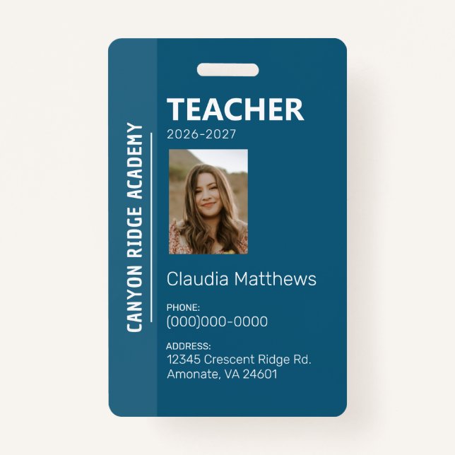 Tarjeta De Identificación Blue Stripe Homeschool Educator ID Badge (Anverso)