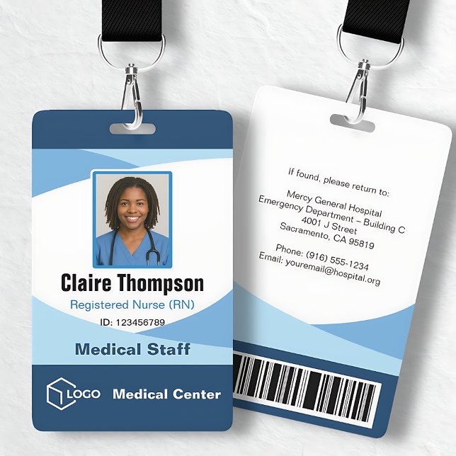 Tarjeta De Identificación Blue Wave Professional Medical Staff ID (Blue Wave Professional Medical Staff ID Badge)