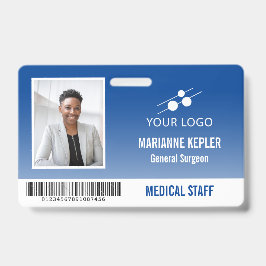 Tarjeta De Identificación Blue White Hospital ID de empleado Añadir su logot