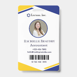 Tarjeta De Identificación Blue & Yellow Modern Business ID Card