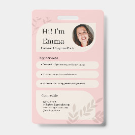 Tarjeta De Identificación Blush Pink Postpartum Doula Professional Design