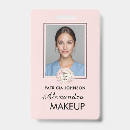 Tarjeta De Identificación Blush Pink Script Logo Photo