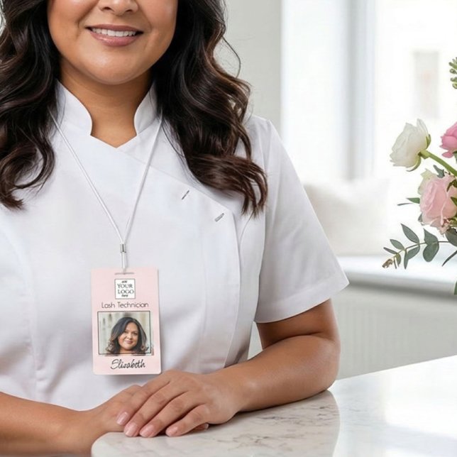 Tarjeta De Identificación Blush Pink Script Logo Photo Lash (Subido por el creador)