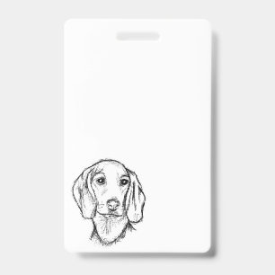 Tarjeta De Identificación boceto dibujado a mano de perro salchicha cachorro