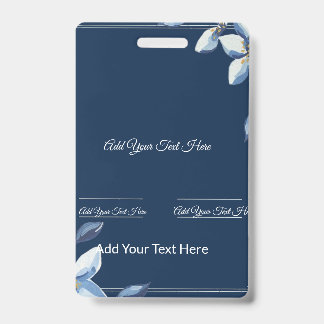 Tarjeta De Identificación Boda azul vertiginoso de flores azules victorianas