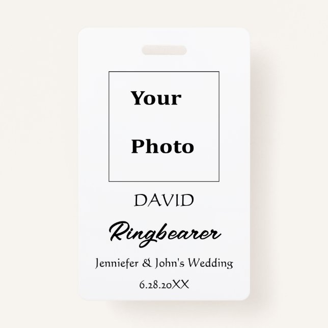 Tarjeta De Identificación Boda de nombre personalizado mínimo simple del por (Anverso)