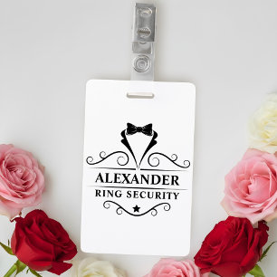 Tarjeta De Identificación Boda Ring Security Black Tuxedo