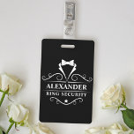 Tarjeta De Identificación Boda Ring Security Tuxedo<br><div class="desc">Boda Ring Security Tuxedo Tira Clip negro sobre la placa</div>