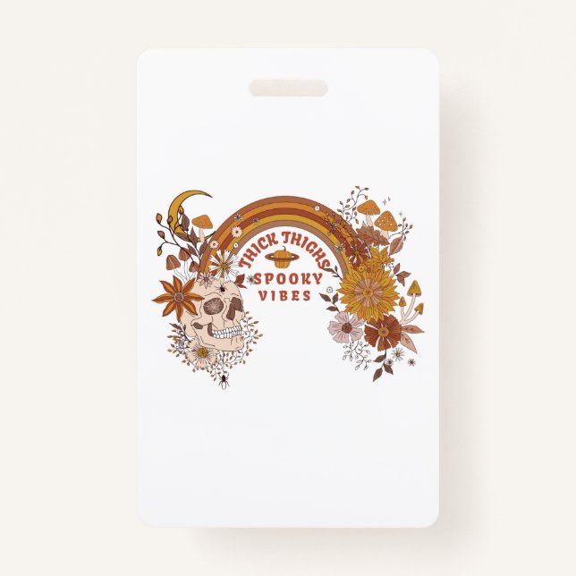 Tarjeta De Identificación Boho Skull Halloween Otoño Brujería Gruesa Gruesa  (Anverso)