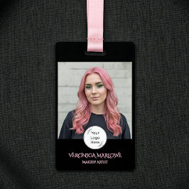 Tarjeta De Identificación Bold Black and Blush Pink Photo