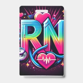 Tarjeta De Identificación Bold RN Logo-colorful Neo Nurse Graphic Design