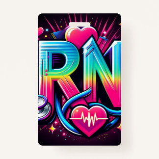Tarjeta De Identificación Bold RN Logo-colorful Neo Nurse Graphic Design
