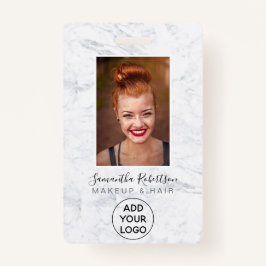 Tarjeta De Identificación Boletín fotográfico del logotipo de mármol blanco 